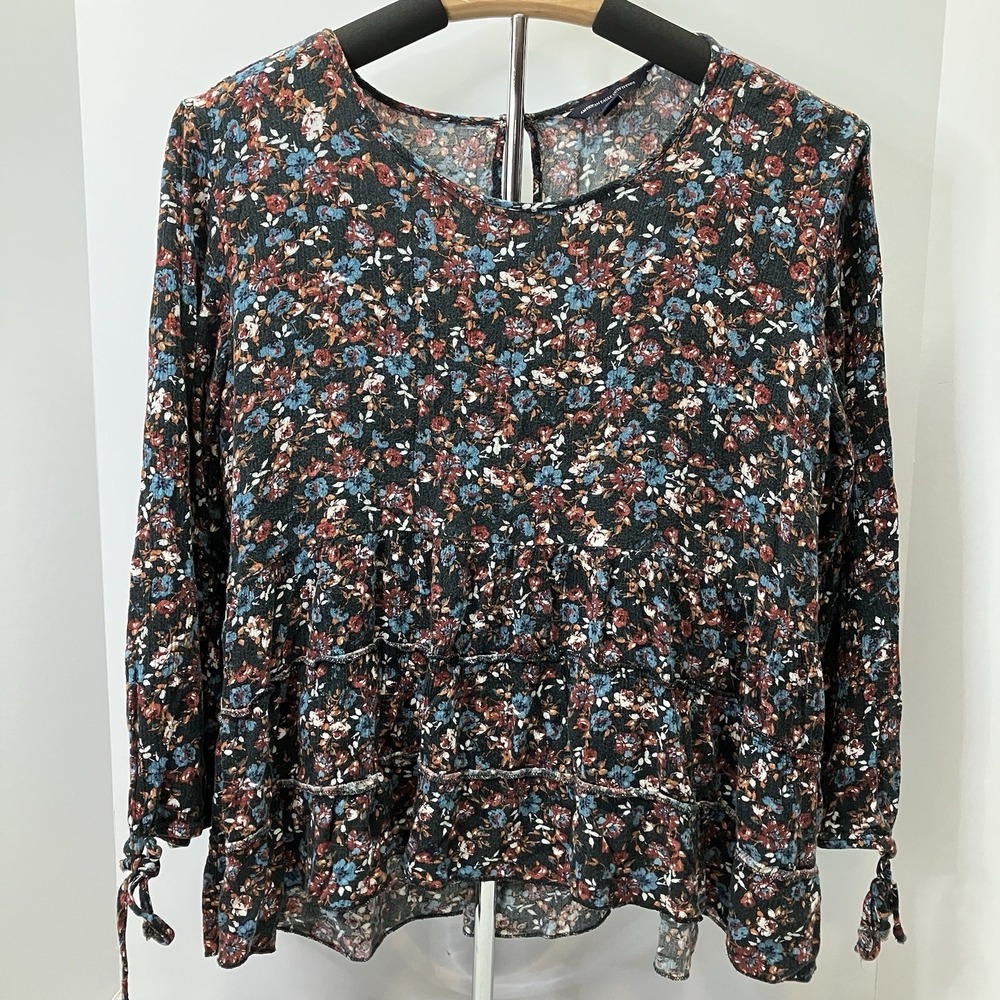 American Eagle Outfitters Floral Blouse - Black and Blue